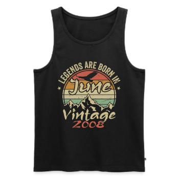 Birthday June 2008 born in June 2008 Retro 2008 - Men's Premium Organic Tank Top - black - Front - Michal (187cm)