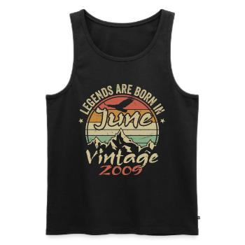 Birthday June 2009 born in June 2009 Retro 2009 - Men's Premium Organic Tank Top - black - Front - Michal (187cm)