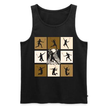Badminton - Männer Premium Bio Tank Top - Schwarz - Vorne - Michal (187cm)