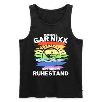Rentner Geschenkidee RENTNERIN - Männer Premium Bio Tank Top - Schwarz - Vorne - Michal (187cm)