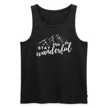 STAY WANDERFUL wandern Wanderer Berge Berg - Männer Premium Bio Tank Top - Schwarz - Vorne - Michal (187cm)