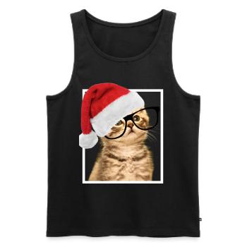 CHRISTMAS Shirt Christmas Cat Kitten Cats - Men's Premium Organic Tank Top - black - Front - Michal (187cm)