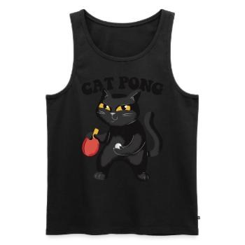 Tennis de Table Chat Ping-Pong Tenue Cat Pong - Débardeur bio Premium Homme - noir - Devant - Michal (187cm)