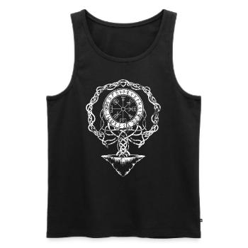 Yggdrasil, Vegvisir und Runen, nordisch, Wikinger - Männer Premium Bio Tank Top - Schwarz - Vorne - AI Model Male 178 light (178cm)