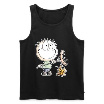 Lustiges Wurst Grillen Strichmännchen - Männer Premium Bio Tank Top - Schwarz - Vorne - AI Model Male 178 light (178cm)