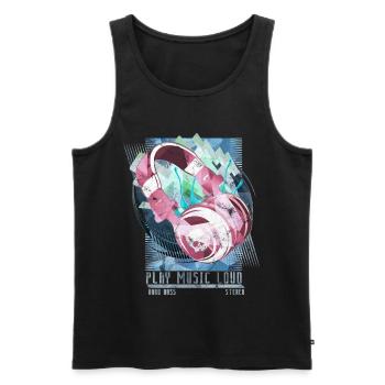 Festival musique d’illustration fête - Débardeur bio Premium Homme - noir - Devant - Michal (187cm)
