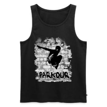 Parkour - Männer Premium Bio Tank Top - Schwarz - Vorne - AI Model Male 178 light (178cm)