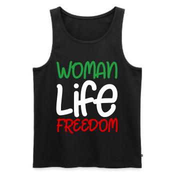 Woman Life Freedom Iran Frauen Frau Frauenrechte - Männer Premium Bio Tank Top - Schwarz - Vorne - AI Model Male 178 light (178cm)