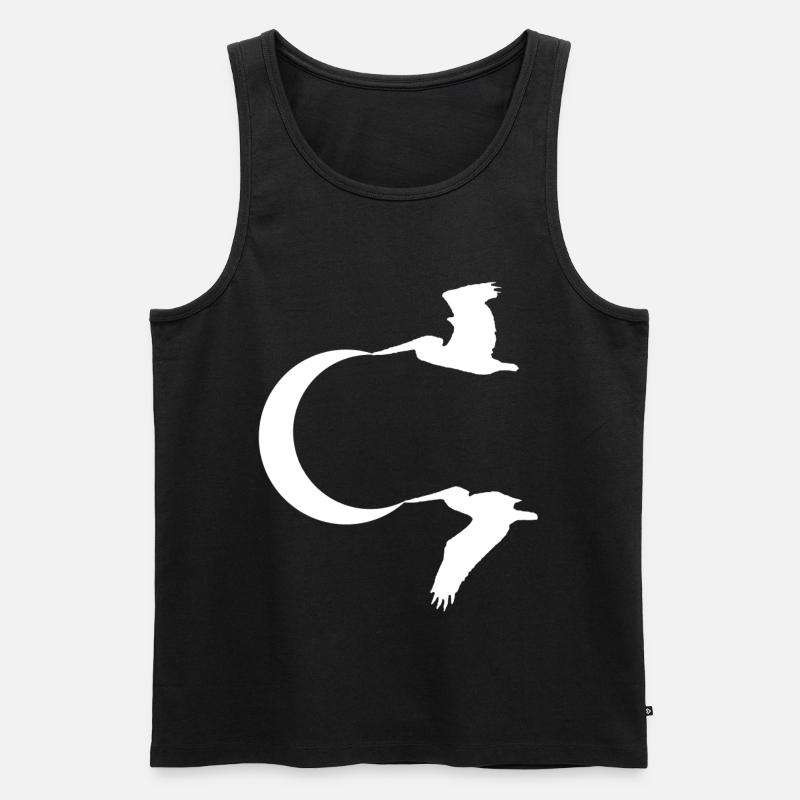 Vögel und der Mond - Männer Premium Bio Tank Top - Schwarz