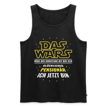 Pension - Das wars - Glücklicher Pensionär ich bin - Männer Premium Bio Tank Top - Schwarz - Vorne - Michal (187cm)
