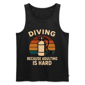 Diving Escape – When adulthood is annoying - Men's Premium Organic Tank Top - black - Front - AI Model Male 178 light (178cm)