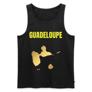 T-shirt Guadeloupe carte dorée Antilles - Débardeur bio Premium Homme - noir - Devant - AI Model Male 178 light (178cm)