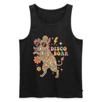 Techno Disco Wildschwein Discokugel Party Lustig - Männer Premium Bio Tank Top - Schwarz - Vorne - AI Model Male 178 light (178cm)