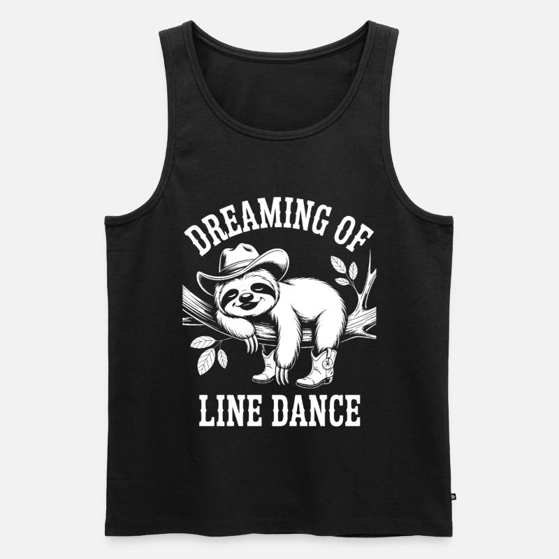 Faultier Träumt Line Dance - Männer Premium Bio Tank Top - Schwarz