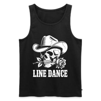 Crâne avec chapeau de cowboy et rose - Danse en ligne - Débardeur bio Premium Homme - noir - Devant - Michal (187cm)