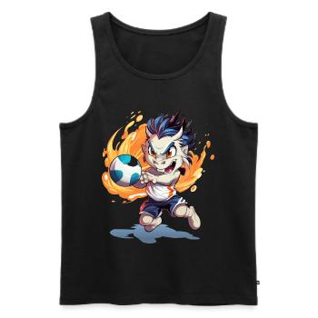 Flammen-Drache Fußballkick - Männer Premium Bio Tank Top - Schwarz - Vorne - AI Model Male 178 light (178cm)