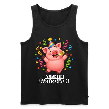 Schwein Karneval Party Fasching Silvester Konfetti - Männer Premium Bio Tank Top - Schwarz - Vorne - AI Model Male 178 light (178cm)