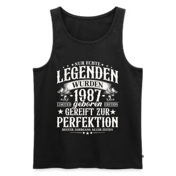 Cadeau d’anniversaire Born Legends du Vintage 1987 - Débardeur bio Premium Homme - noir - Devant - Michal (187cm)
