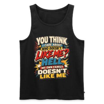 Black Humor Family Quote Sarcasm Comic Book - Men's Premium Organic Tank Top - black - Front - Michal (187cm)
