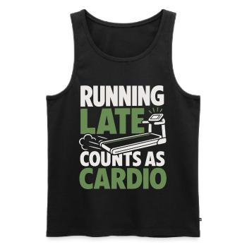 Running Late Counts as Cardio Treadmill - Men's Premium Organic Tank Top - black - Front - Michal (187cm)