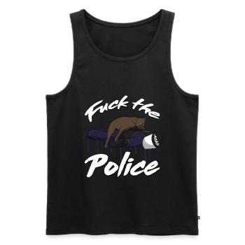 Fuck the Police Doggystyle - Männer Premium Bio Tank Top - Schwarz - Vorne - AI Model Male 178 light (178cm)