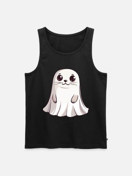 Sæl Dyr Halloween Sjov Spøgelse - Herre Premium økologisk tanktop - sort