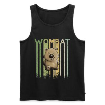 Funky retro wombat lettering cartoon marsupial - Men's Premium Organic Tank Top - black - Front - Michal (187cm)