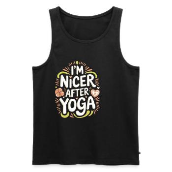 I'm Nicer After Yoga 15 - Männer Premium Bio Tank Top - Schwarz - Vorne - Michal (187cm)