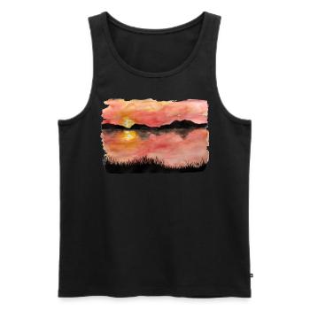 Painted Sunset Watercolor/Ink - Men's Premium Organic Tank Top - black - Front - AI Model Male 178 light (178cm)