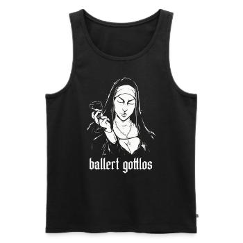 Ballert Gottlos Nonne Trinkt Wein - Männer Premium Bio Tank Top - Schwarz - Vorne - Michal (187cm)