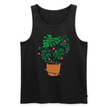 Christmas Monstera avec guirlande lumineuse Arbre - Débardeur bio Premium Homme - noir - Devant - Michal (187cm)