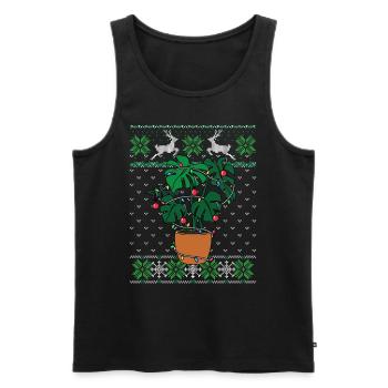 Monstera Ugly Christmas Style Plants - Men's Premium Organic Tank Top - black - Front - AI Model Male 178 light (178cm)