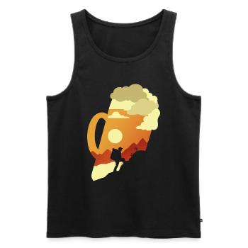 Wandern und Bier Berge Heimat Urlaub Wander - Männer Premium Bio Tank Top - Schwarz - Vorne - Michal (187cm)