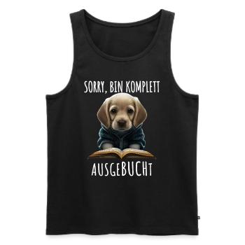 Golden Retriever Hund mit Buch Bücherwurm - Männer Premium Bio Tank Top - Schwarz - Vorne - Michal (187cm)