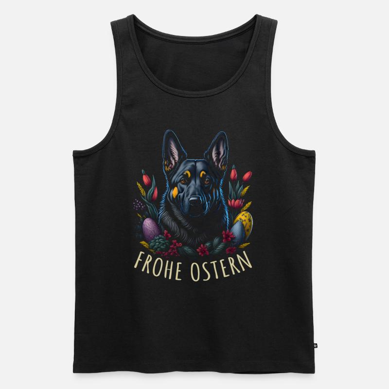 Easter Spring German Shepherd Dog - Men's Premium Organic Tank Top - black