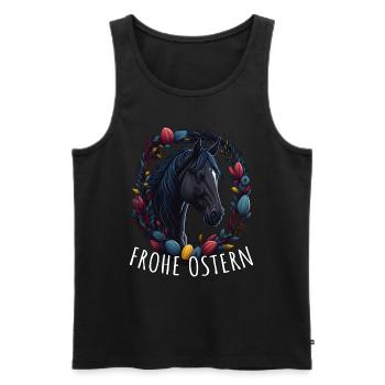 Reiten mit süßes Pferd Frohe Ostern - Männer Premium Bio Tank Top - Schwarz - Vorne - Michal (187cm)