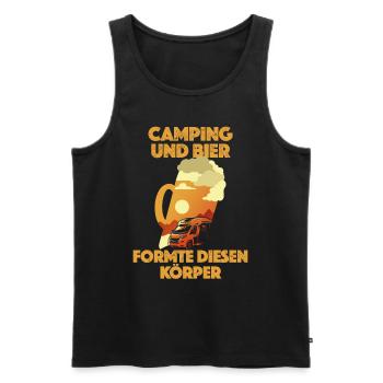 Lustiger Wohnmobil Spruch Camping und Bier - Männer Premium Bio Tank Top - Schwarz - Vorne - AI Model Male 178 light (178cm)