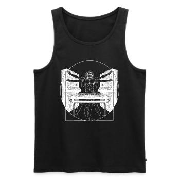 Synthétiseur Synth Techno Musique Cool - Débardeur bio Premium Homme - noir - Devant - Michal (187cm)