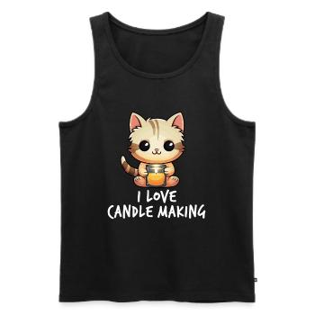 Niedliche Katze mit einer Kerze - Männer Premium Bio Tank Top - Schwarz - Vorne - Michal (187cm)