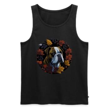 BUlldog Chien en automne Feuilles d’automne BUlldog - Débardeur bio Premium Homme - noir - Devant - Michal (187cm)