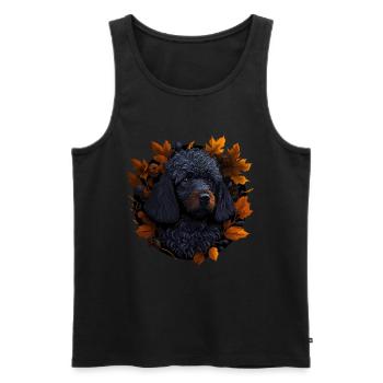 Caniche Chien en automne Feuilles d’automne - Débardeur bio Premium Homme - noir - Devant - Michal (187cm)