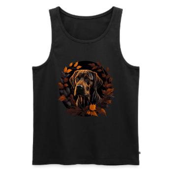 Labrador Retriever Dog dans les feuilles d’automne - Débardeur bio Premium Homme - noir - Devant - Michal (187cm)