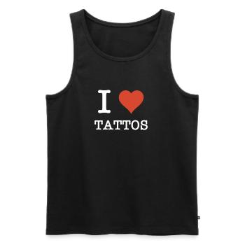 Tatoueur Tatouage Drôle - Débardeur bio Premium Homme - noir - Devant - Michal (187cm)