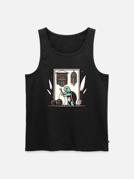 Funny Macrame Turtle Artist Macrame - Men's Premium Organic Tank Top - black