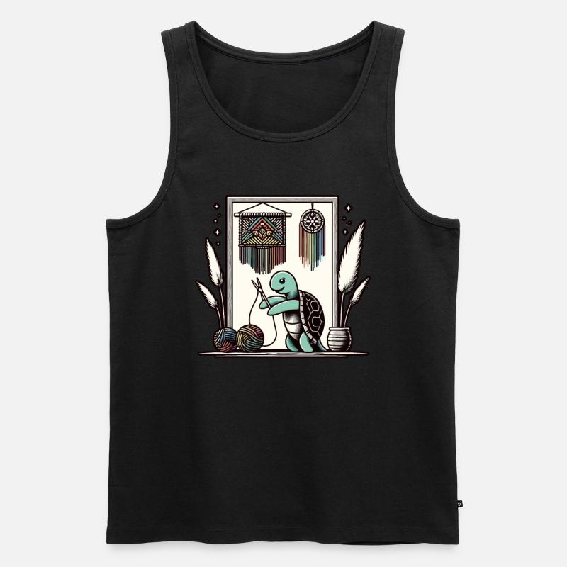 Funny Macrame Turtle Artist Macrame - Men's Premium Organic Tank Top - black