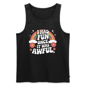 Funny sarcastic quote I once had - Men's Premium Organic Tank Top - black - Front - AI Model Male 178 light (178cm)