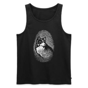Border Collie empreinte digitale design bordure créative - Débardeur bio Premium Homme - noir - Devant - Michal (187cm)