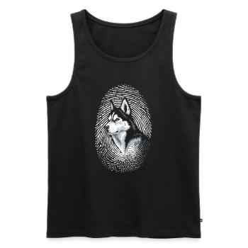 Siberian Husky Fingerprint Kreativer Siberian - Männer Premium Bio Tank Top - Schwarz - Vorne - AI Model Male 178 light (178cm)