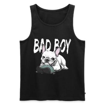 Französische Bulldogge zerkautem Schuh für - Männer Premium Bio Tank Top - Schwarz - Vorne - Michal (187cm)