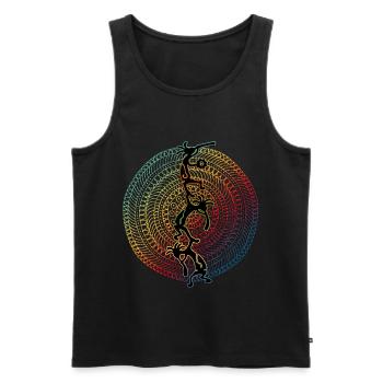 Kokopelli Musician Acrobats - Mandala 1 - Débardeur bio Premium Homme - noir - Devant - AI Model Male 178 light (178cm)
